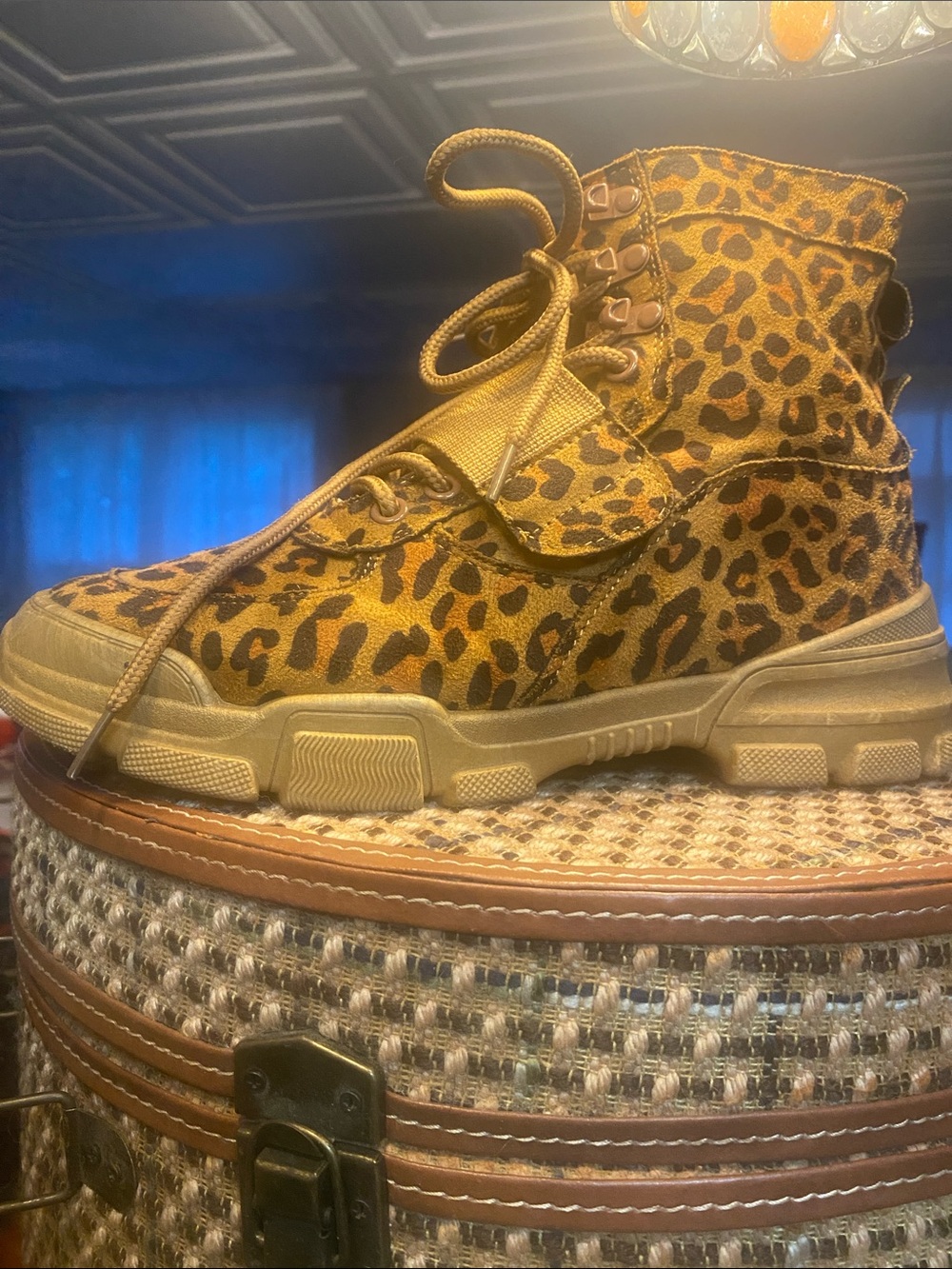 Cheetah combat boots Forever Women’s Size 7 chunky heel Y2K